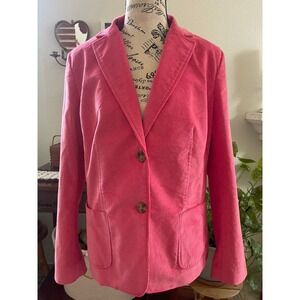 Talbots Women's Coat 10 Pink Cotton Coral Corduroy Barbiecore Career Work Preppy